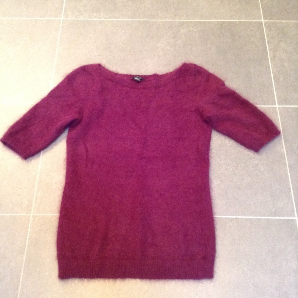 Ann Taylor soft cranberry colored rabbit hair sweater, size XS